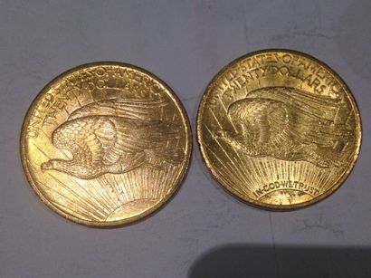 null 2 pièces de 20 dollars or (1908 et 1910)
